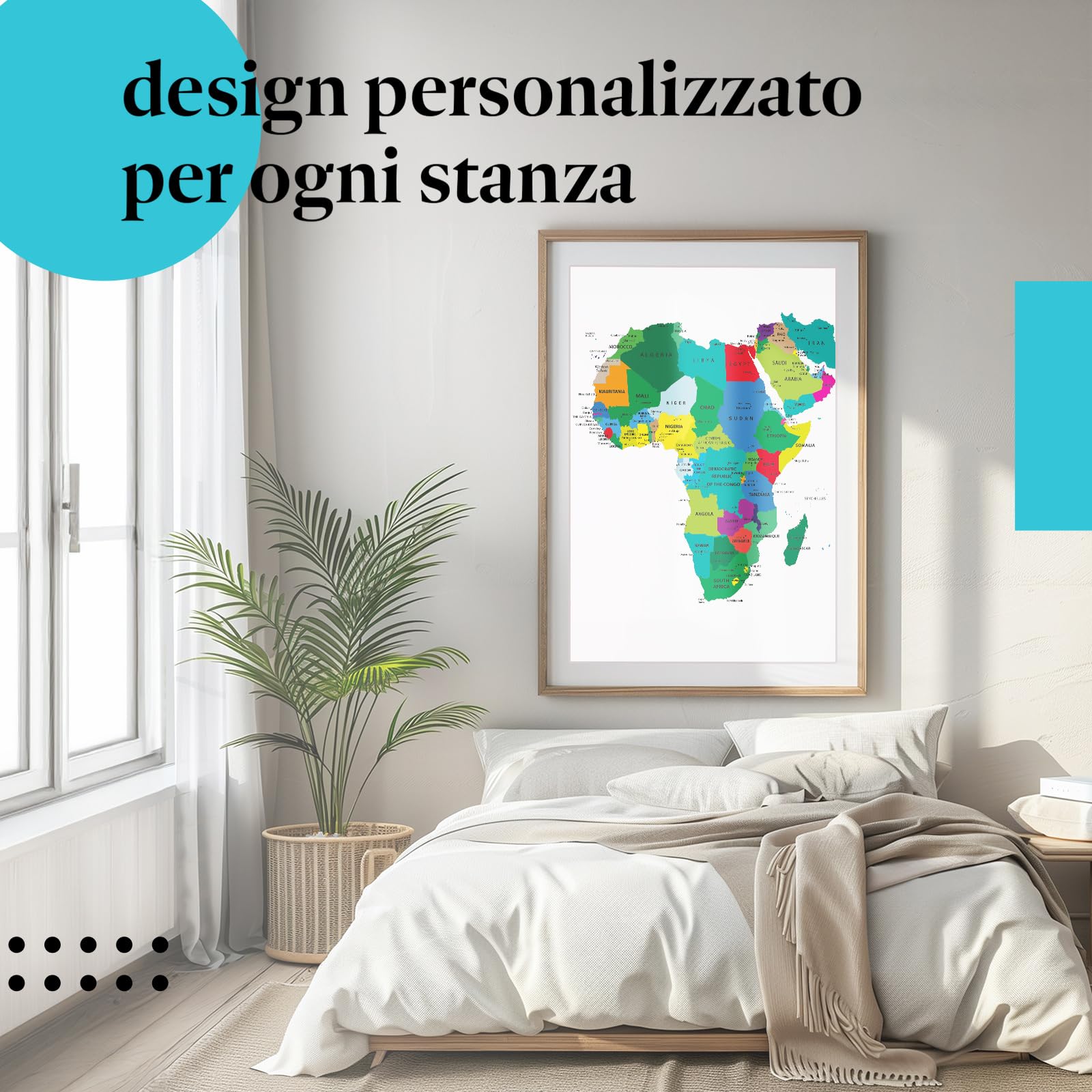 Postereck - 0936 - Mappa politica, Africa, Medio Oriente, paesi, continente - Decorazione Aula Scolastica, Materiale Didattico, Insegnamento, Quadri - Tela - 100,0 cm x 75,0 cm