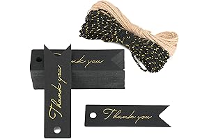 2-pack High-end Metallic Black & Gold Thank You Tags Gift Card String for Gift Wrapping