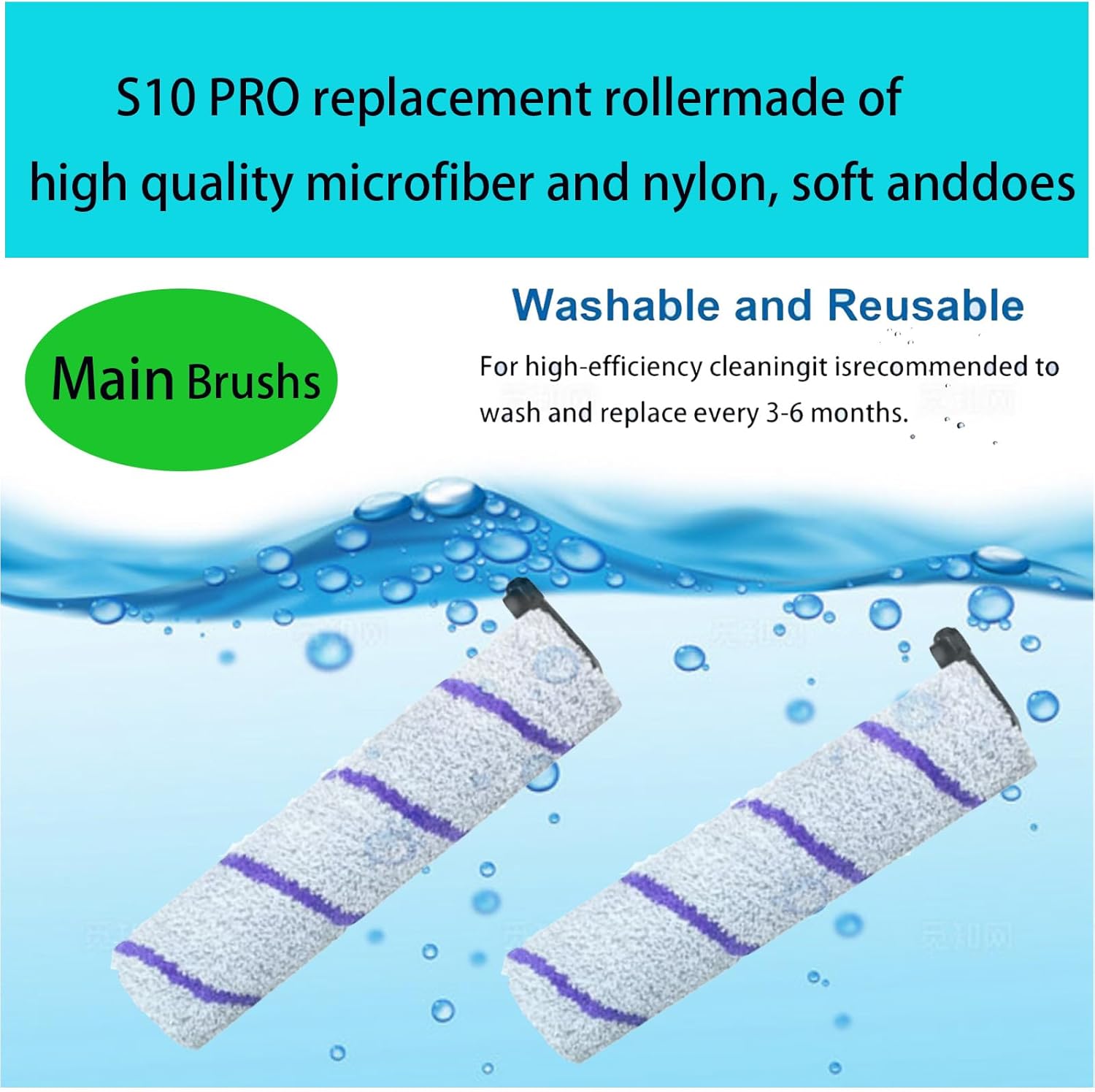 Replacement Accessories Kit for Narwal S10 Pro Wet Dry Robot Vacuum Cleaner, Parts 2 Main Brush 2 HEPA Filters Spare