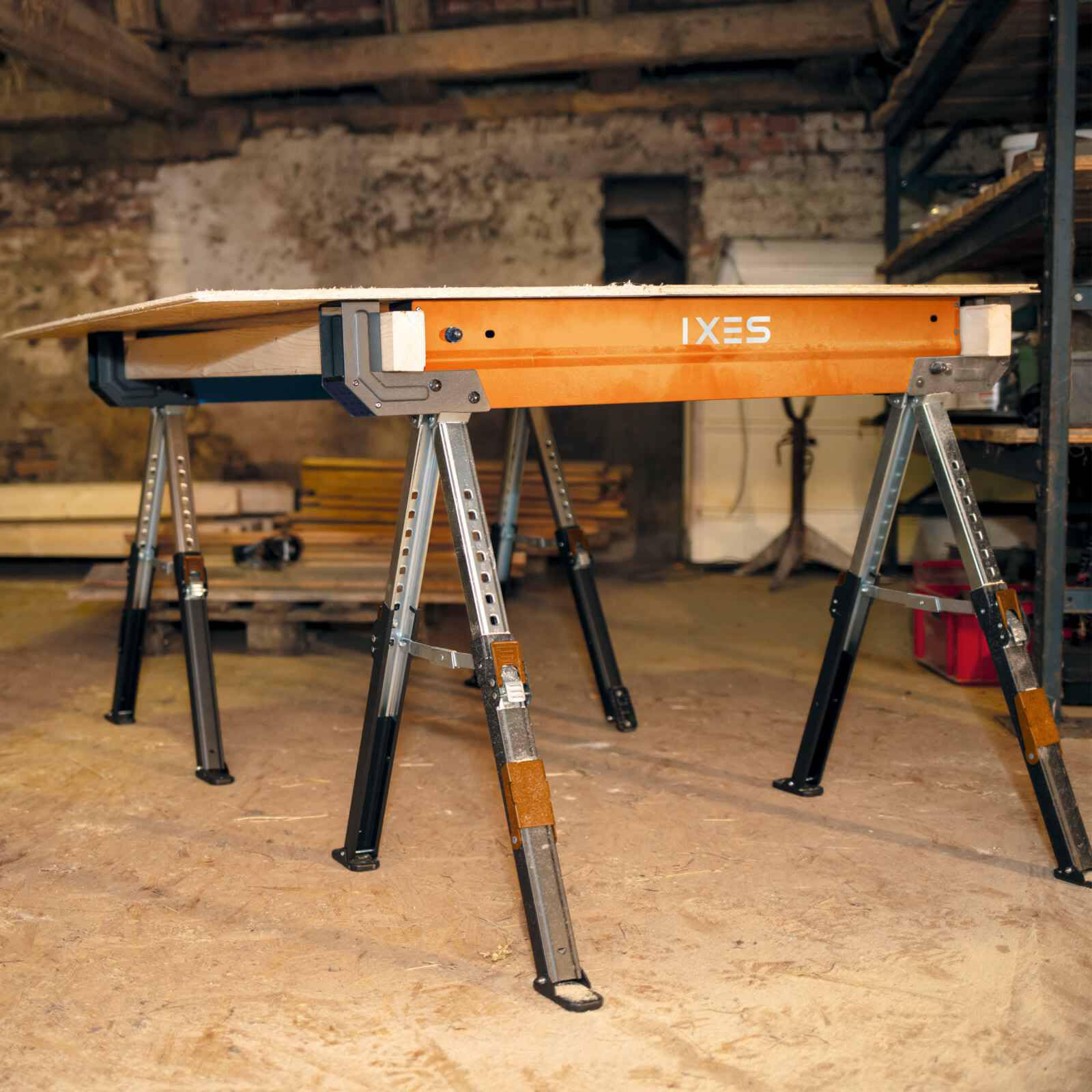 IXES Arbeitsbock IX-UTS600 Untergestell | Set bestehend aus 2 Untergestellen | Traglast max. 600 kg | Betthöhe 618-820 mm | aus hochwertigem Stahl
