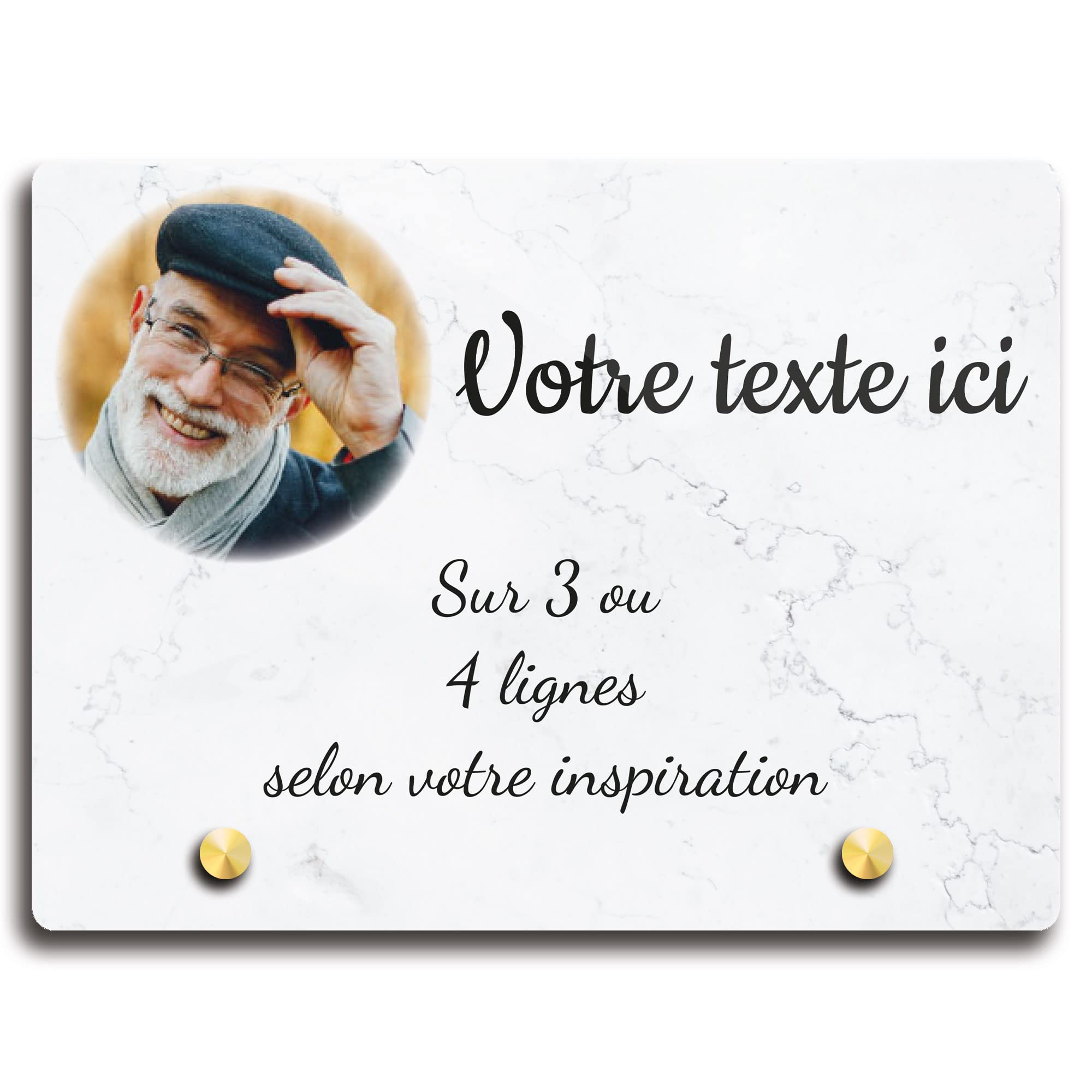 Placa funeraria rectangular con foto personalizable en plexi, diseño de mármol, diferentes tamaños, grosor de 6 mm, personalizado en varias líneas, 20 x 15 cm