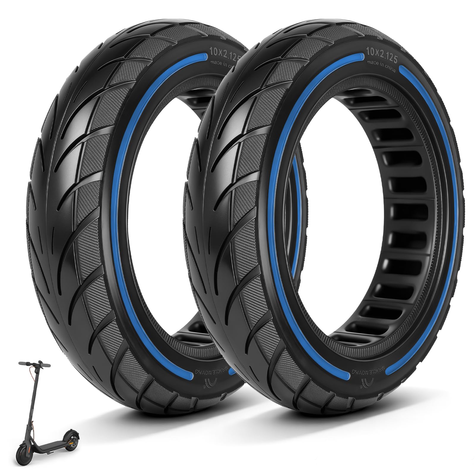10x2,125 Neumáticos macizos 250x54 Neumáticos sólidos para Xiaomi 4/4Pro(gen1)/4Lite(gen2)/Ninebot F40D2/D38D Patinete eléctrico de 10 pulgadas Neumáticos macizos Neumáticos de repuesto