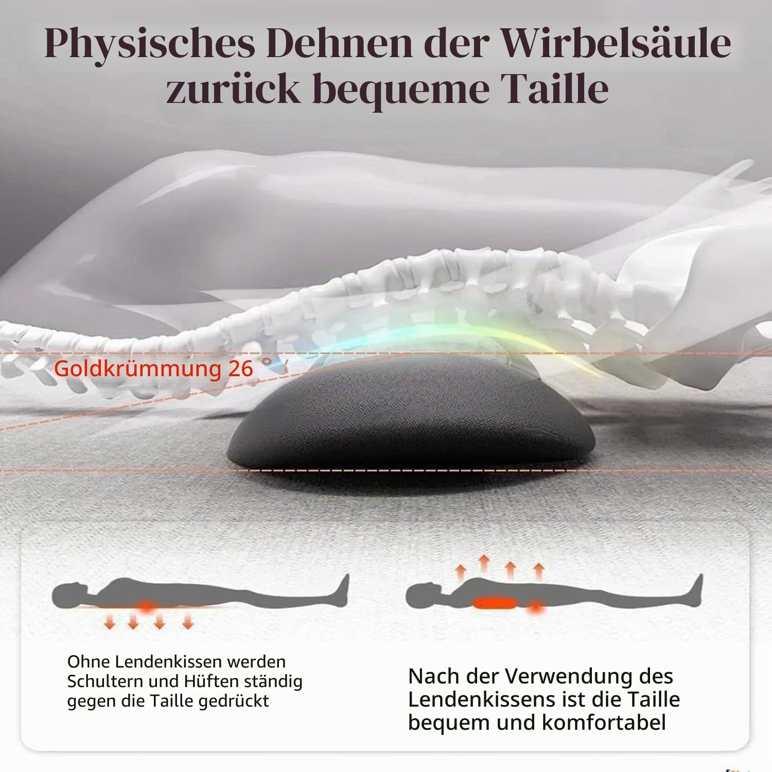 Homecores Rückenmassage 3 in 1 Rückenentlastung 3 in 1 Rückentherapie Massagegerät Rückentherapie mit Traktion Vibration und Wärme Leiser Betrieb Verspannungen lindern