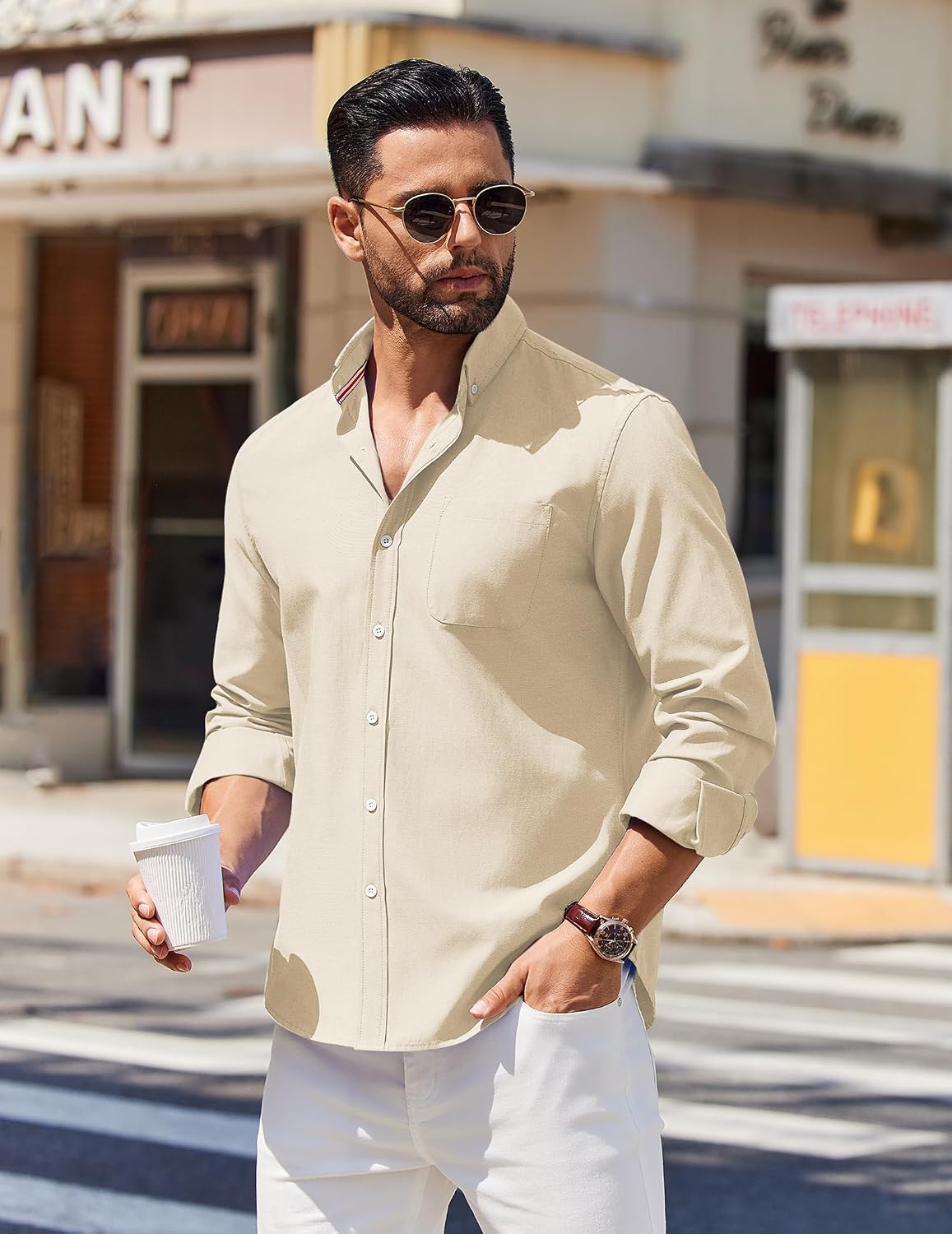 COOFANDY Mens Long Sleeve Button Down Shirt Casual Untucked Shirts for Men Oxford Dress Shirts image 2