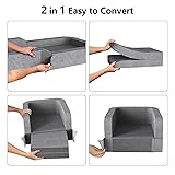 Derson Toddler Travel Bed, Portable Travel Beds - Foldable Soft Foam Floor Cot with Washable Cover, 2-in-1 Convertible Sofa Bed for Toddler and Kids for Indoor & Outdoor Use (Gray) Grey