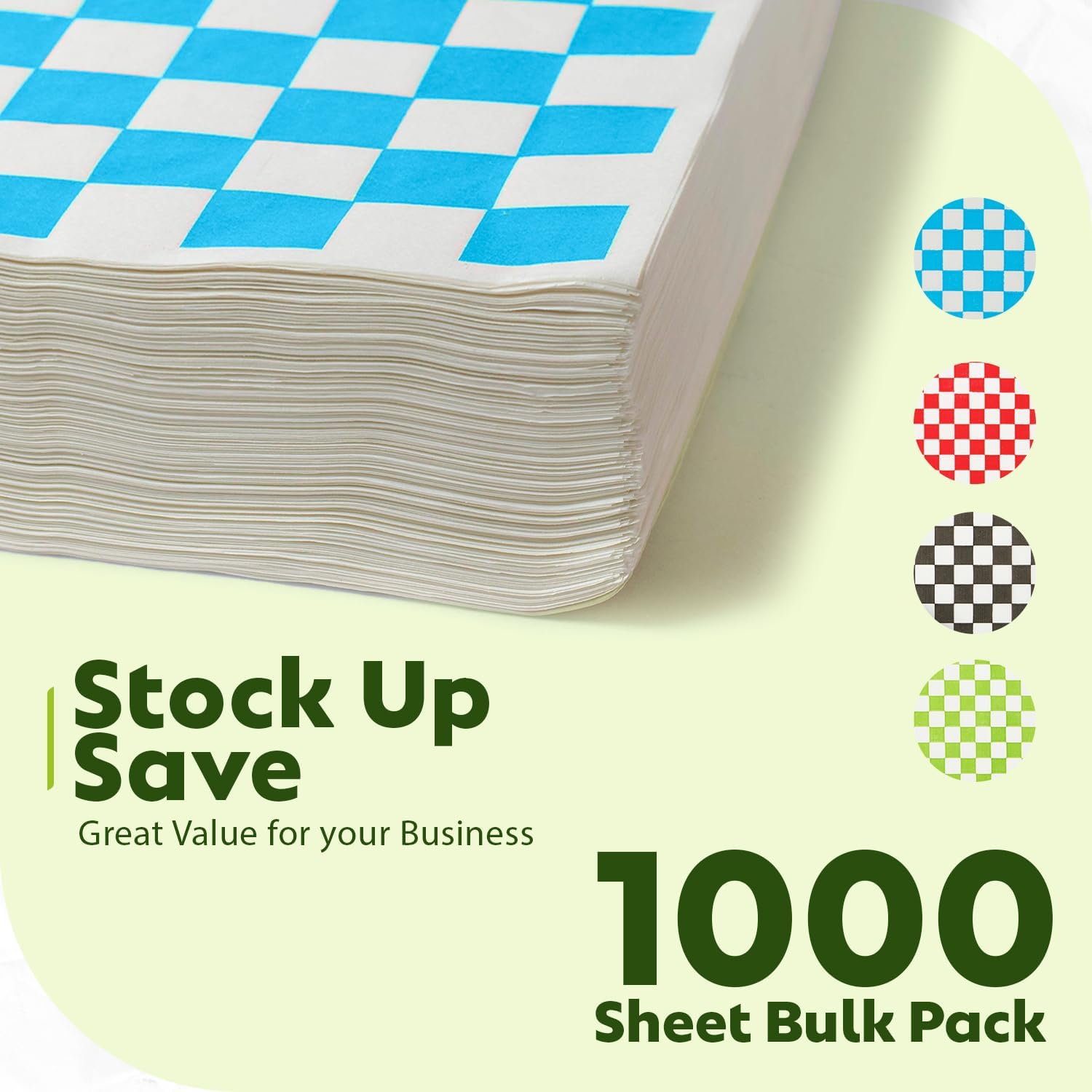Culiware Deli Paper Sheets, 12x12 inch, 1000pcs - Classic Checkered Wax Sheet, Precut Food Basket Liners, Grease-Resistant Wrapping Paper for Sandwich Bread Burritos (Black and White)
