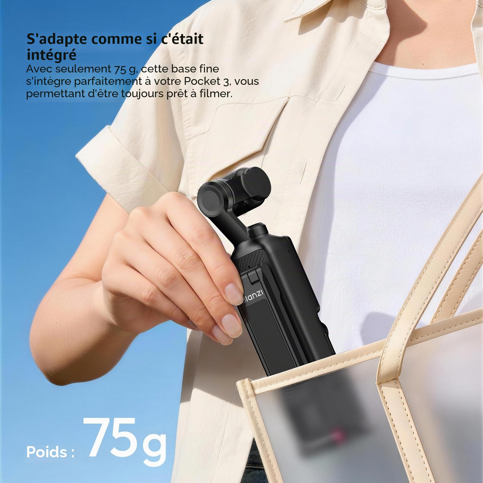 ULANZI MA66 Trépied pour Appareil Photo Compatible avec DJI OSMO Pocket 3 4, Support de caméra à dégagement Rapide avec Fixation 1/4", Perche à Selfie magnétique Pliable Uka & Arca-Swiss