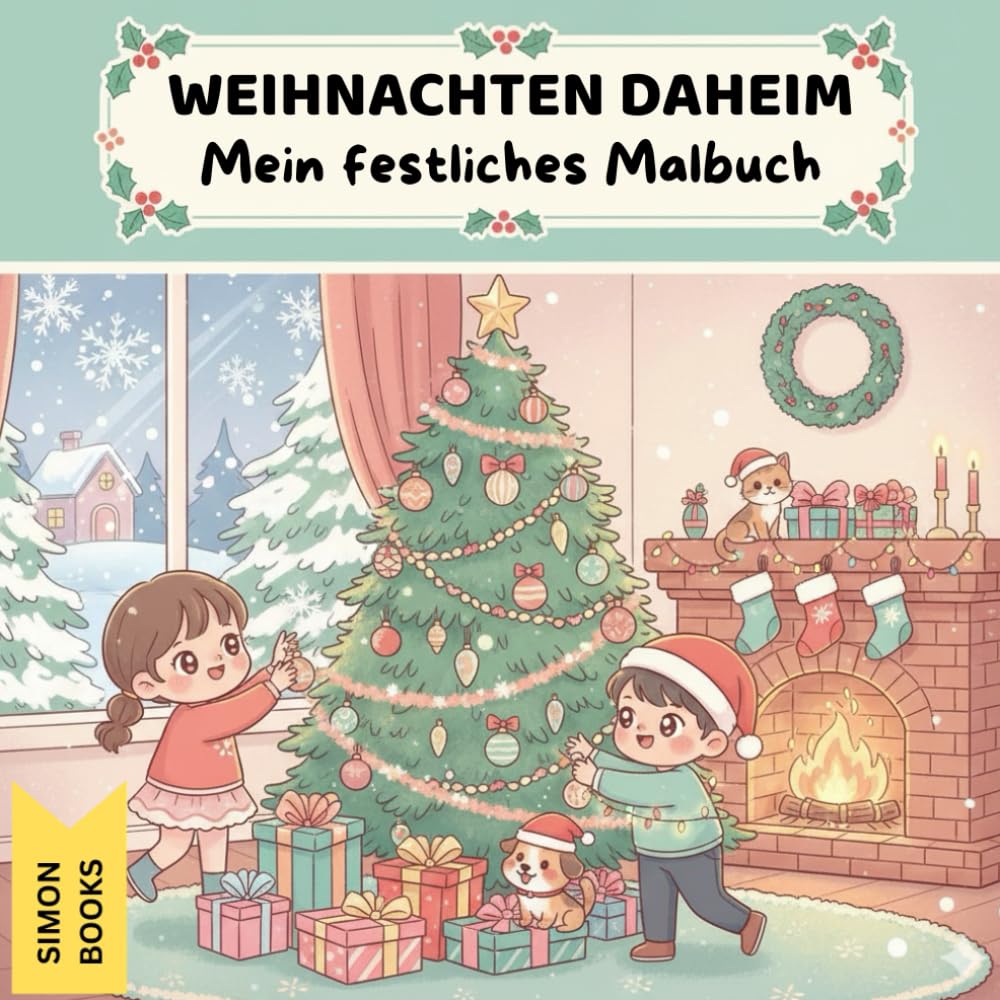 Weihnachten Daheim - Mein festliches Malbuch: Zauberhafte Ausmalbilder für Kinder ab 3 Jahren – 30 Süße Weihnachtsszenen zum Kreativsein, Entspannen und Spaßhaben