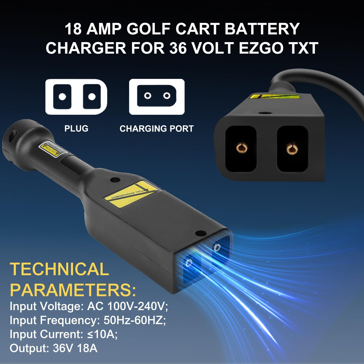 36V 18AMP Volt Golf Cart Charger, EZGO TXT Lithium Golf Cart Battery Charger
