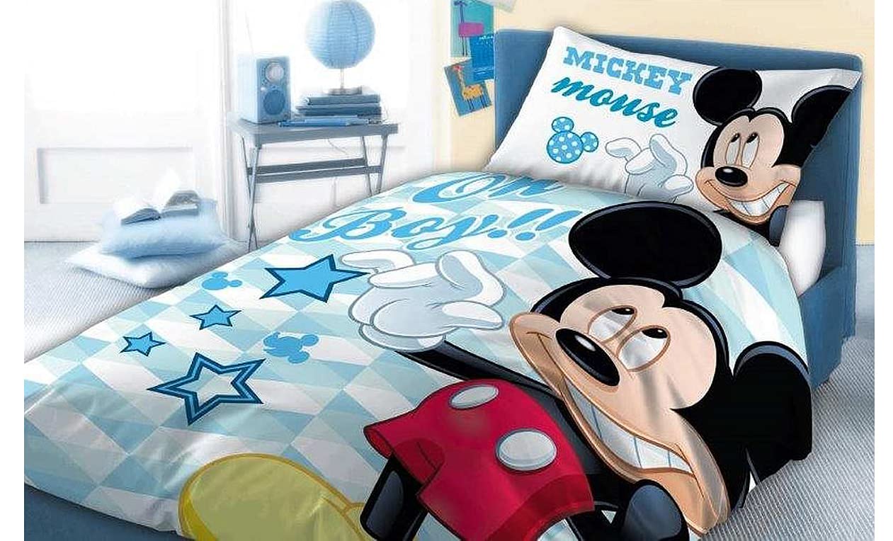 Disney Topolino Lenzuola double-face per bambini, 100 x 135 cm, 100% cotone (M05)