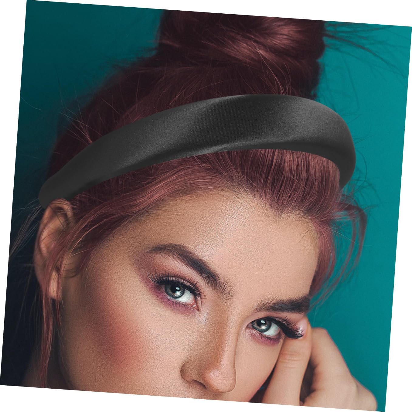 WOONEKY 5 Diademas De Satén Lisas Para Mujer Anchas Antideslizantes Con Relleno De Esponja Accesorio Para El Cabello Para Uso Diario Y Ocasiones Especiales.