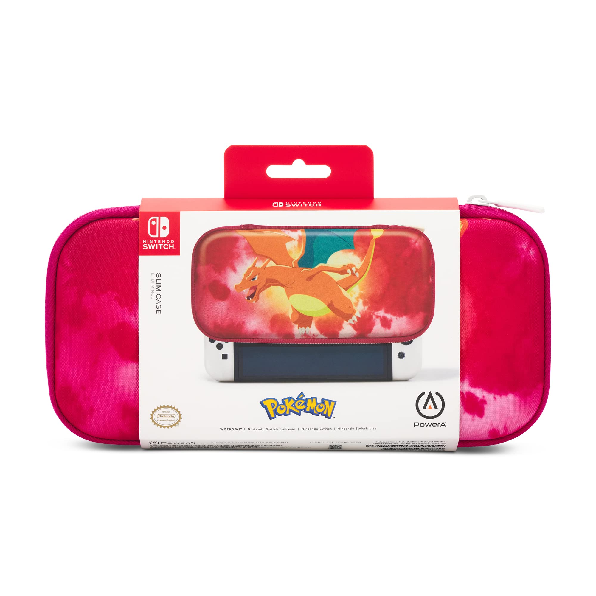 Custodia sottile PowerA per Nintendo Switch - Switch Lite o modello OLED, custodia protettiva, custodia per consolle, accessori, memoria, licenza ufficiale : Tie Dye Charizard
