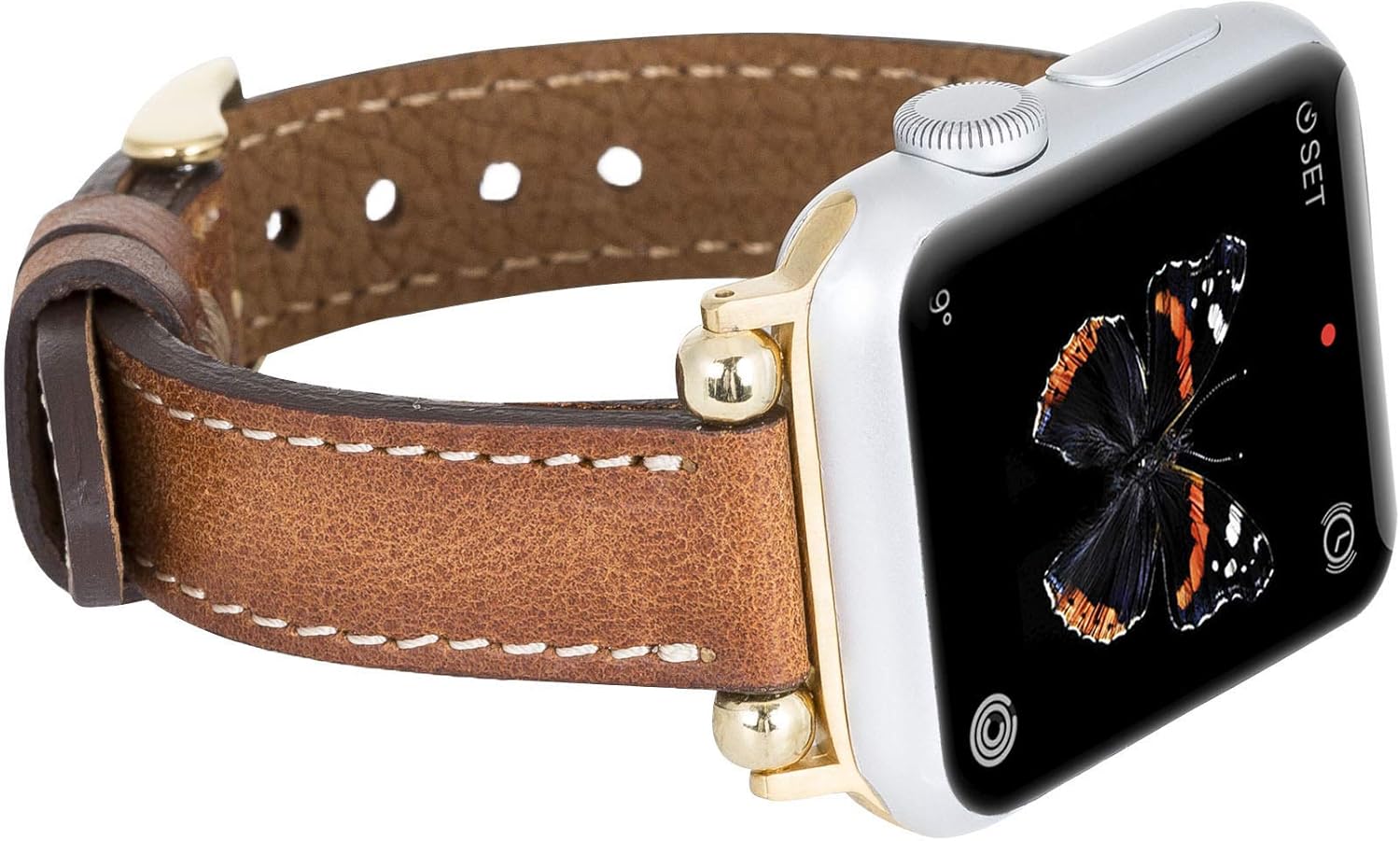 Exсluѕіvе Dіѕсоunt 90% Prісе Venito Foggia Leather Watch Band Compatible with Apple Watch Series 1, 2, 3, 4, 5, 6, 7, SE w/Stainless Steel Hardware (Antique Brown w/Gold Connector & Clasp, 42mm-44mm)
