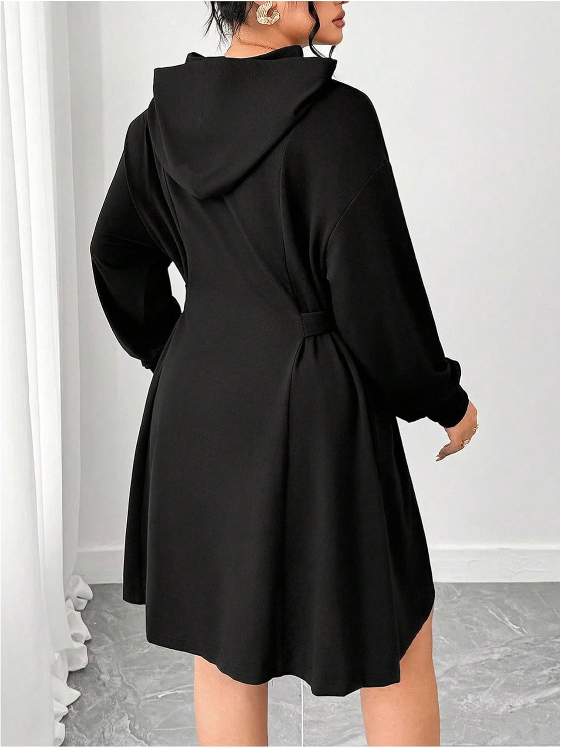 SOLY HUX Women's Plus Size Hoodie Dress Long Sleeve A Line Flared Flowy Casual Sweatshirt Short Dresses