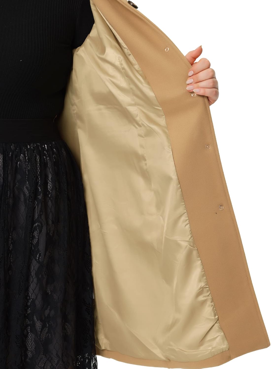 Agnes Orinda Plus Size Coat for Women Peter Pan Collar Single Breasted Winter Long Coats - Image 5