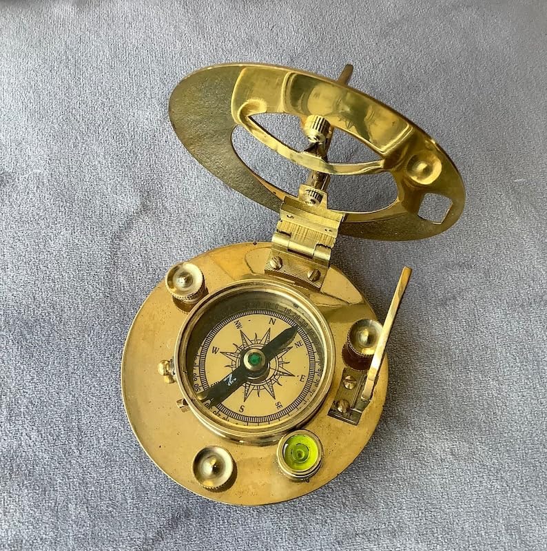 Solid Brass Sundial and Compass