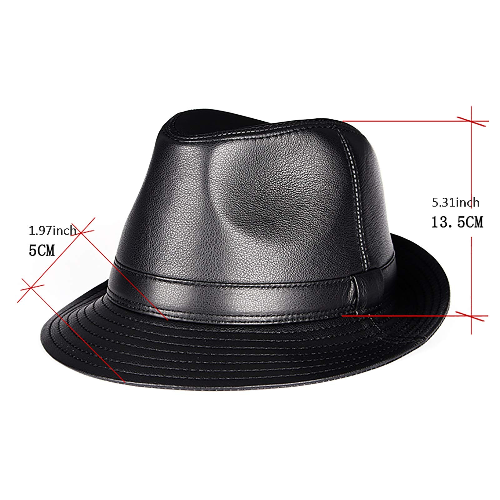 Sombreros de invierno, Cowhide Jazz Cap Hombres Cuero genuino Sombrero Top Sombrero Gente Hat Moda Respirable 56-59cm