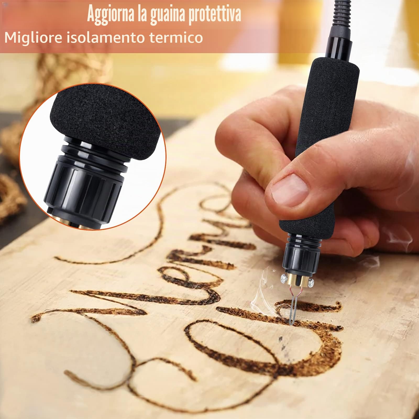 Kit Pirografia Legno,Preciva 40W 250-750℃ pirografo per legno professionale regolabile macchina pirografia Penna con 20pcs filo di saldatura,per legno,pelle e sughero (2)