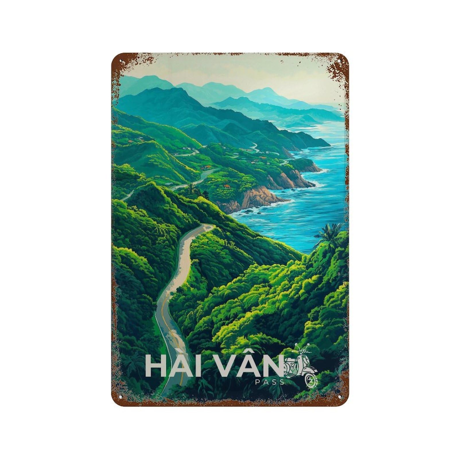 xiaoxiaoshen Hai Van Pass Travel Vietnam Da Nang Decor Wall Decor Art Metal Tin Poster Modern Home Decor Art Home Bar Shop Decorations Vintage Sign 30x20cm