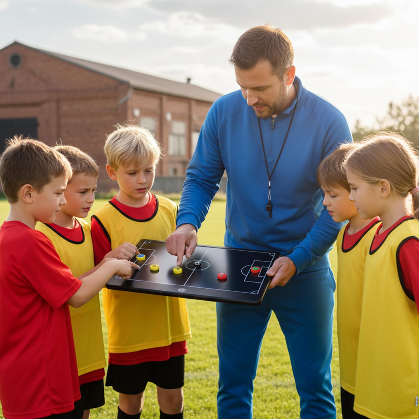 Tableau Tactique Football Magnétique, Bestcool 16 Pouces LCD Tableau Football Tactique avec Stylo et Magnétique Marqueur pour Entraînement, Planification Stratégique pour Football Compétition