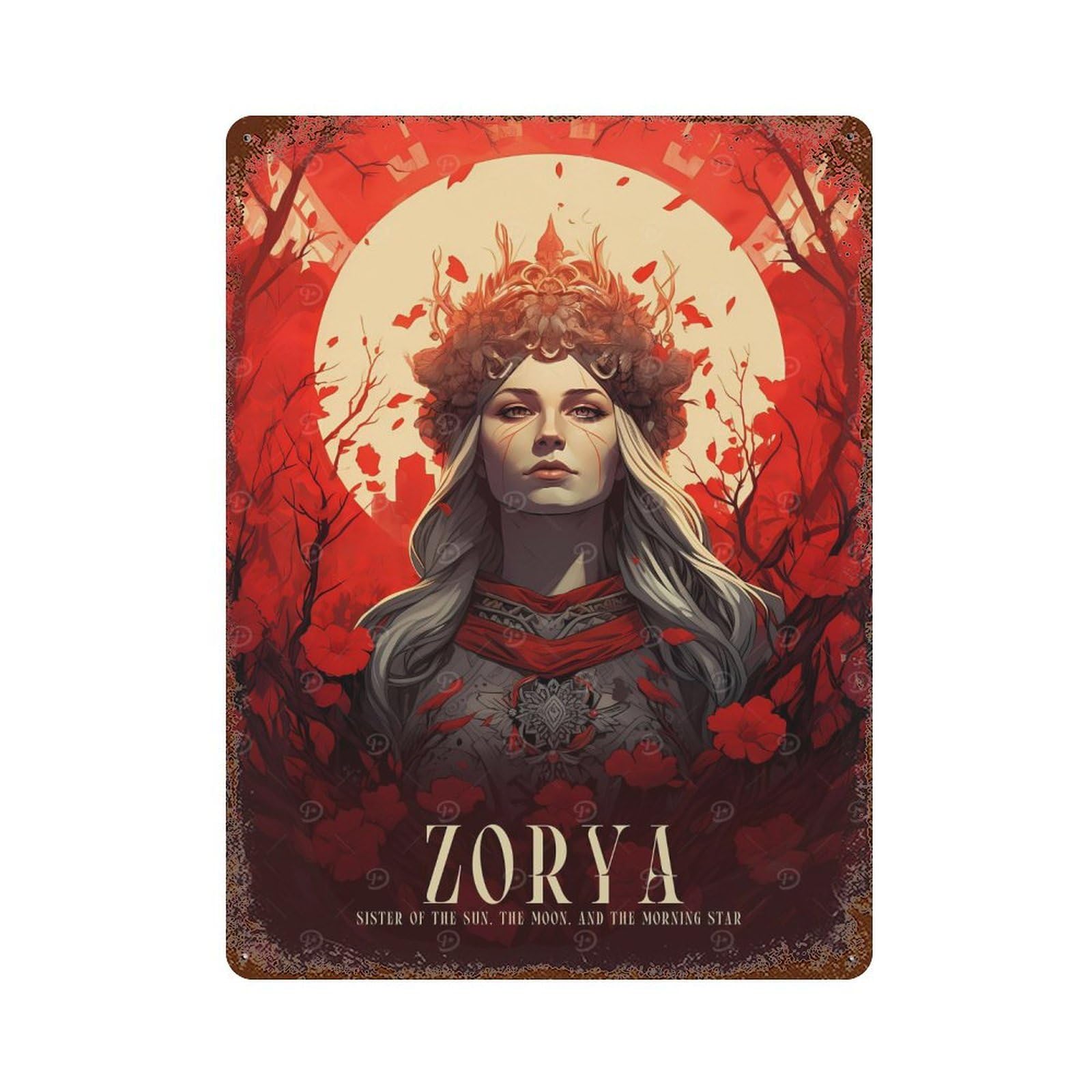 Zorya 15.7"x11.8" Aged Metal Wall Plaque, Retro Wall Decor for Farmhouse, Kitchen And Entryway Decor