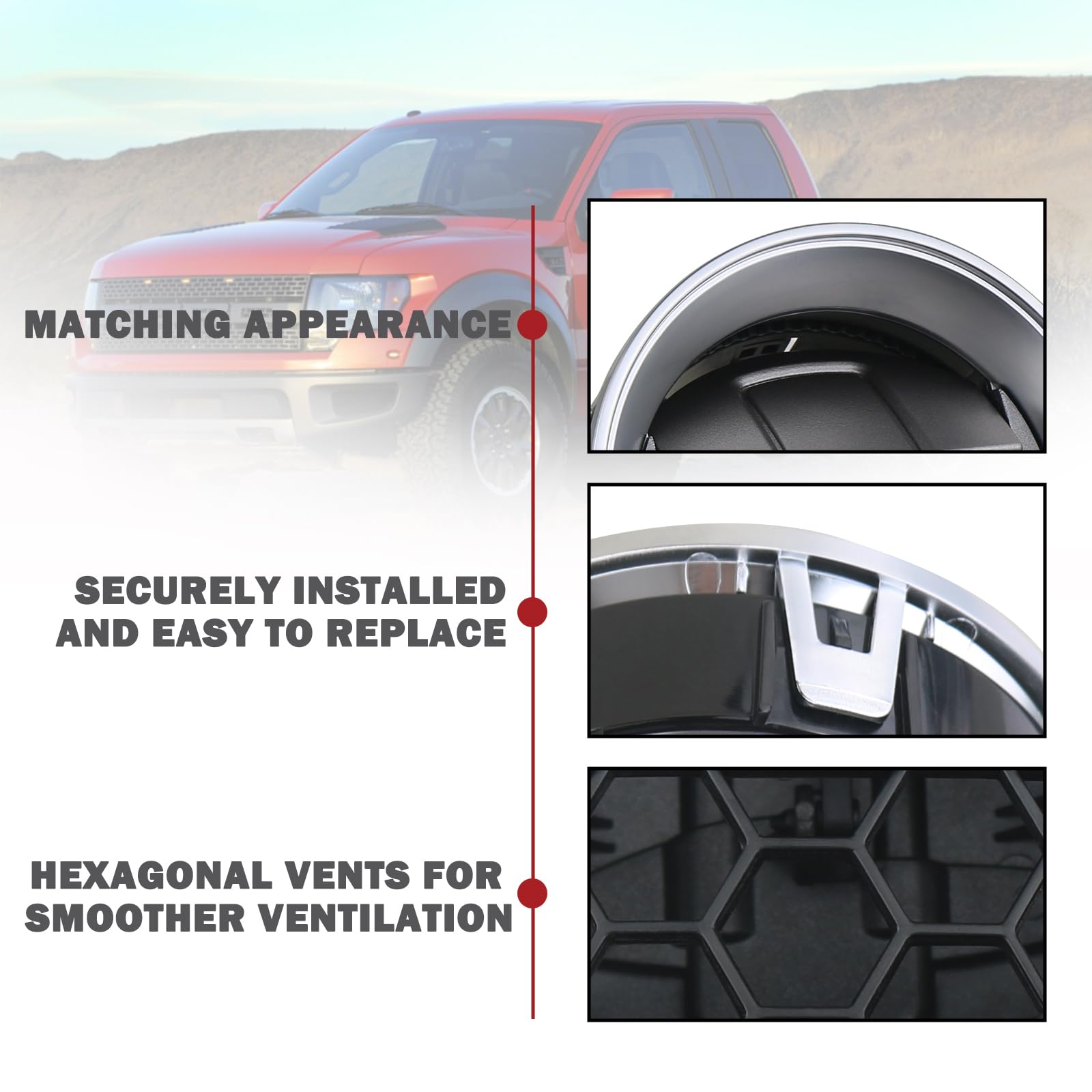 X AUTOHAUX 2-Piece Dashboard Air Vent Set For 2009-2014 Ford F-150 & Lobo - Replacement AC Vents