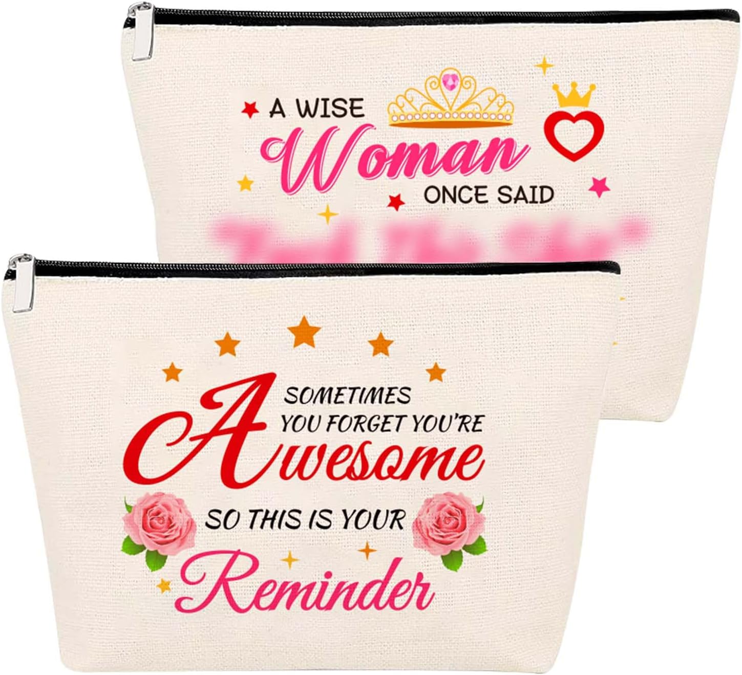 LOOPES Gifts for Women-2pcs Funny Makeup Bag Ladies Birthday Gifts for Friends, Teachers, Colleagues, Nurses