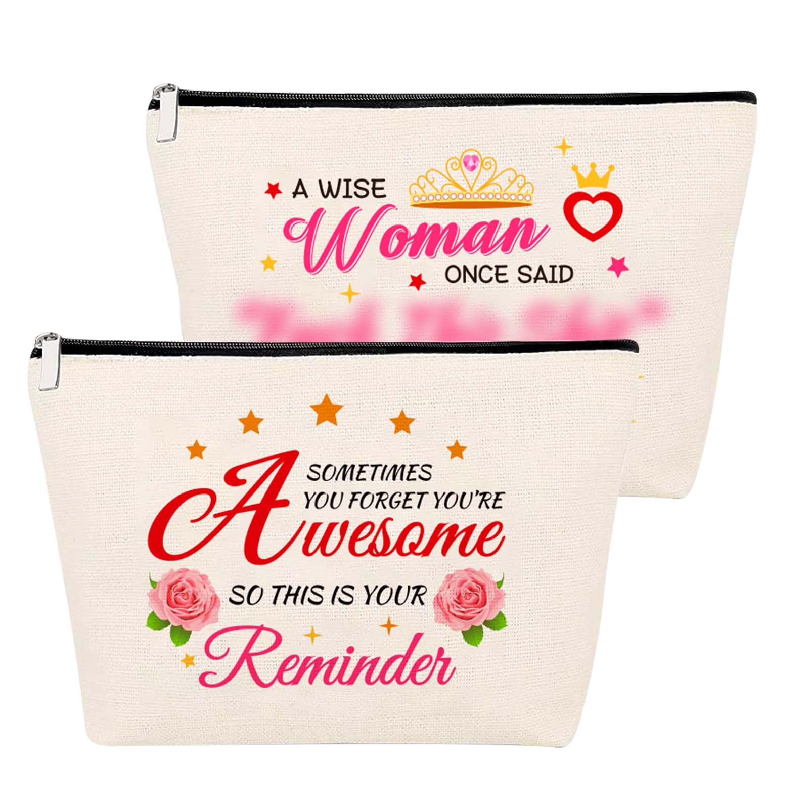 LOOPES Gifts for Women-2pcs Funny Makeup Bag Ladies Birthday Gifts for Friends, Teachers, Colleagues, Nurses
