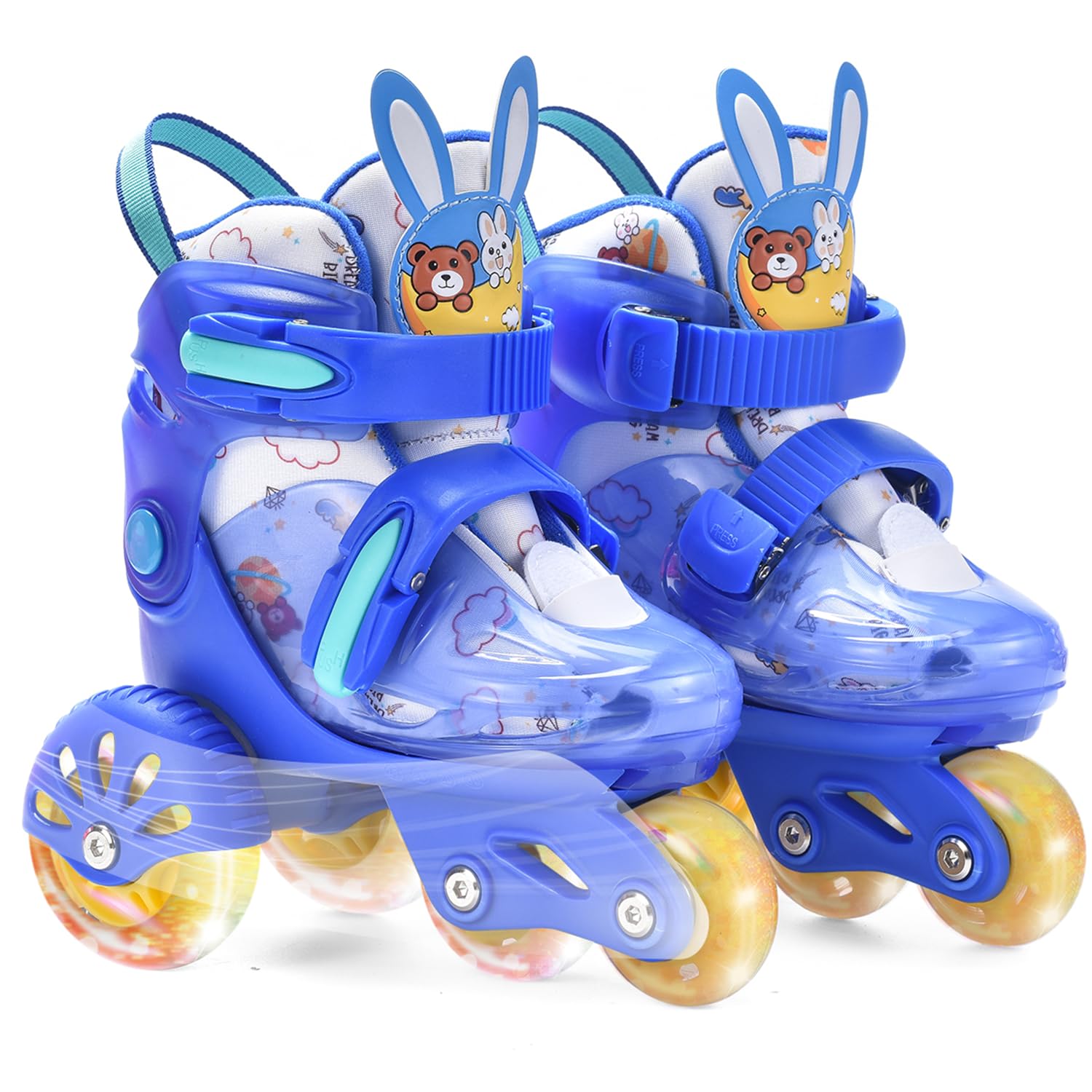 ERNAN Roller skates kids Roller boots,8 Light up Wheels and 4 Sizes Adjustable.Rollerskates for Kids Beginners, Suitable for Indoor Outdoor (Blue, S)
