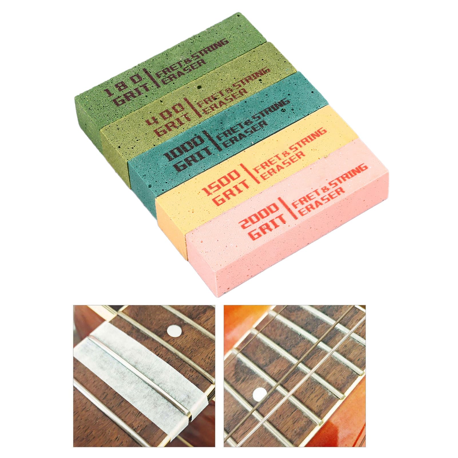 5 Pièces Gomme de Frette, Kit de Polissage de Touche Guitare Instrument de Musique Dépoussiéreur Brosse Outil de Nettoyage de Frette pour L'entretien de Réparation