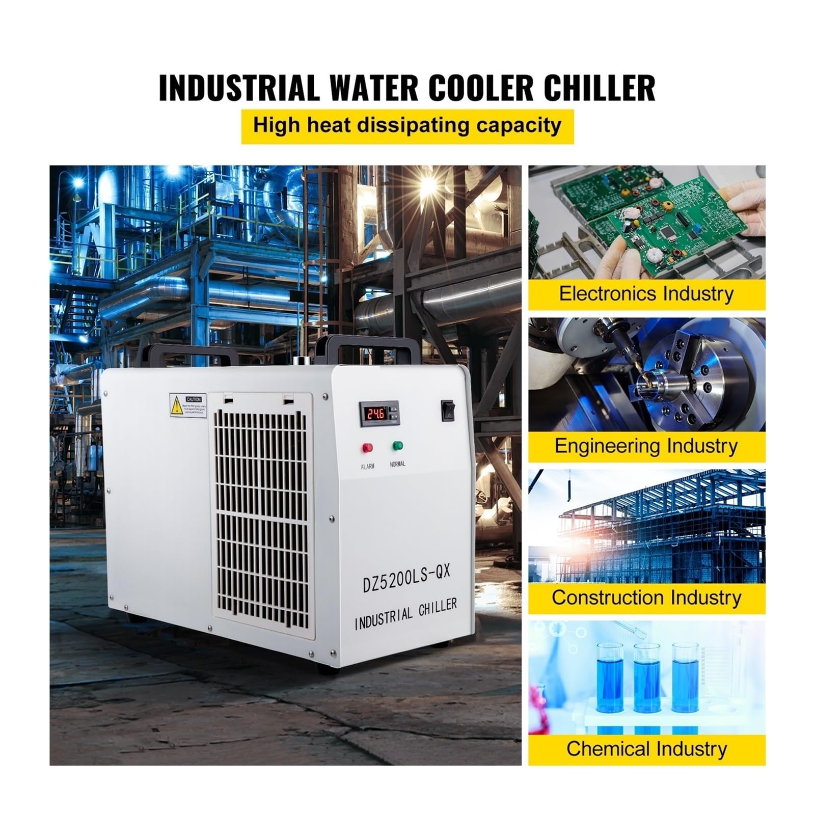 Przemysłowy agregat chłodniczy wody lodowej CW-5200DG do rur CO2 o mocy 130/150 W, chłodnica z rurą szklaną i precyzyjnym termostatem, zbiornik chłodzący 6 l Do użytku DIY(CW-5200)