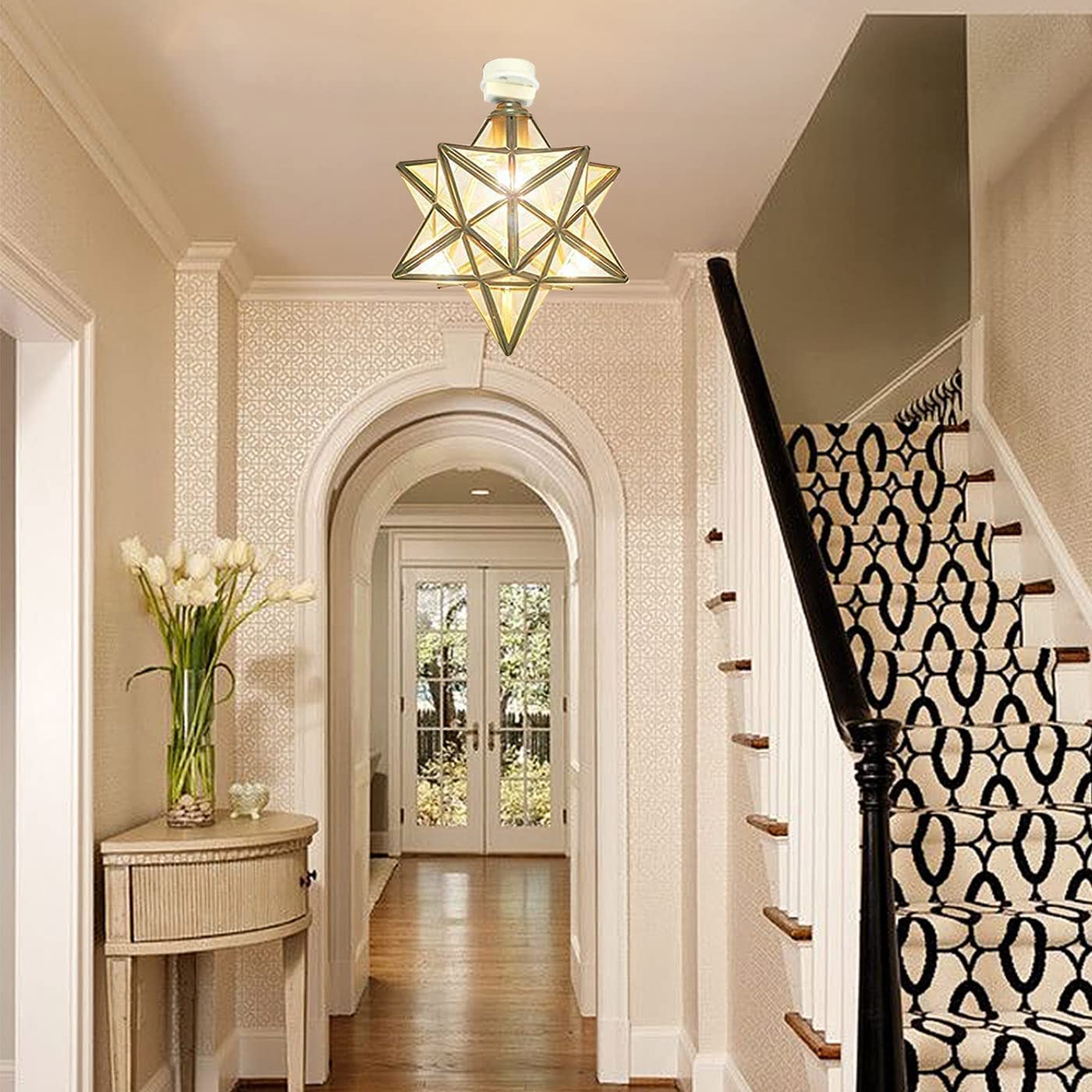 Amazon.co.jp : 億兆堂 星型シーリングライト 1灯 ガラス スター 電器