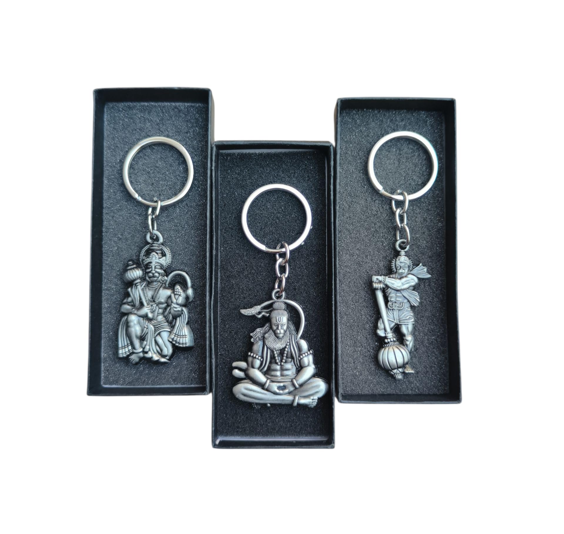 Combo Of Lord Hanuman Ji | Kesari Nandan Double Side Metal Keychain For Car | Home (Grey)-picture-32
