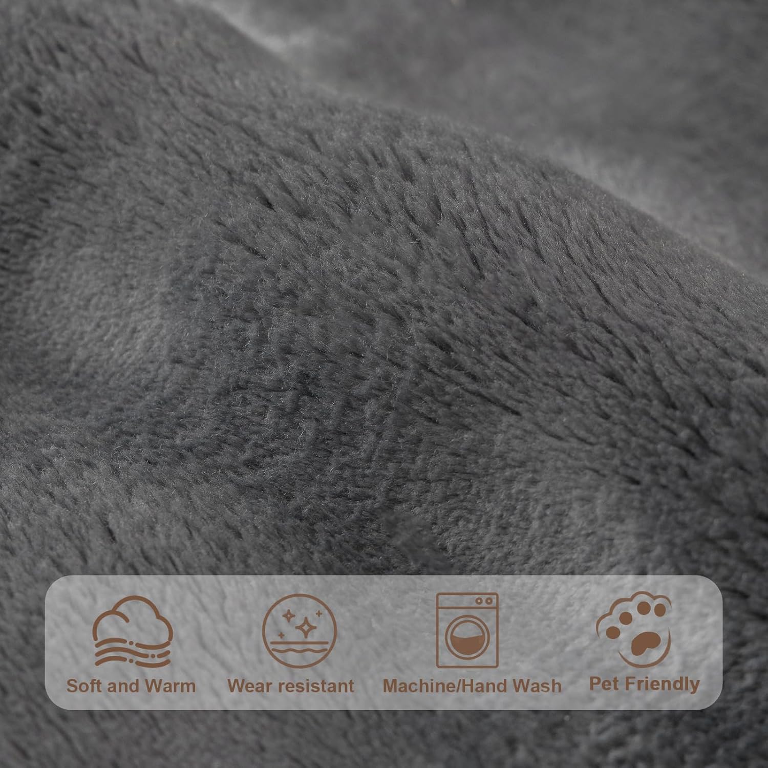 Soft Plush Velvet Couch Cover, Non Slip Fluffy Sectional Sofa Covers for 3 Cushion Couch Sofa L Sharped Sofa, Furniture Protector Slipcover for Pets(1 PCS 36"x70" Dark Grey)