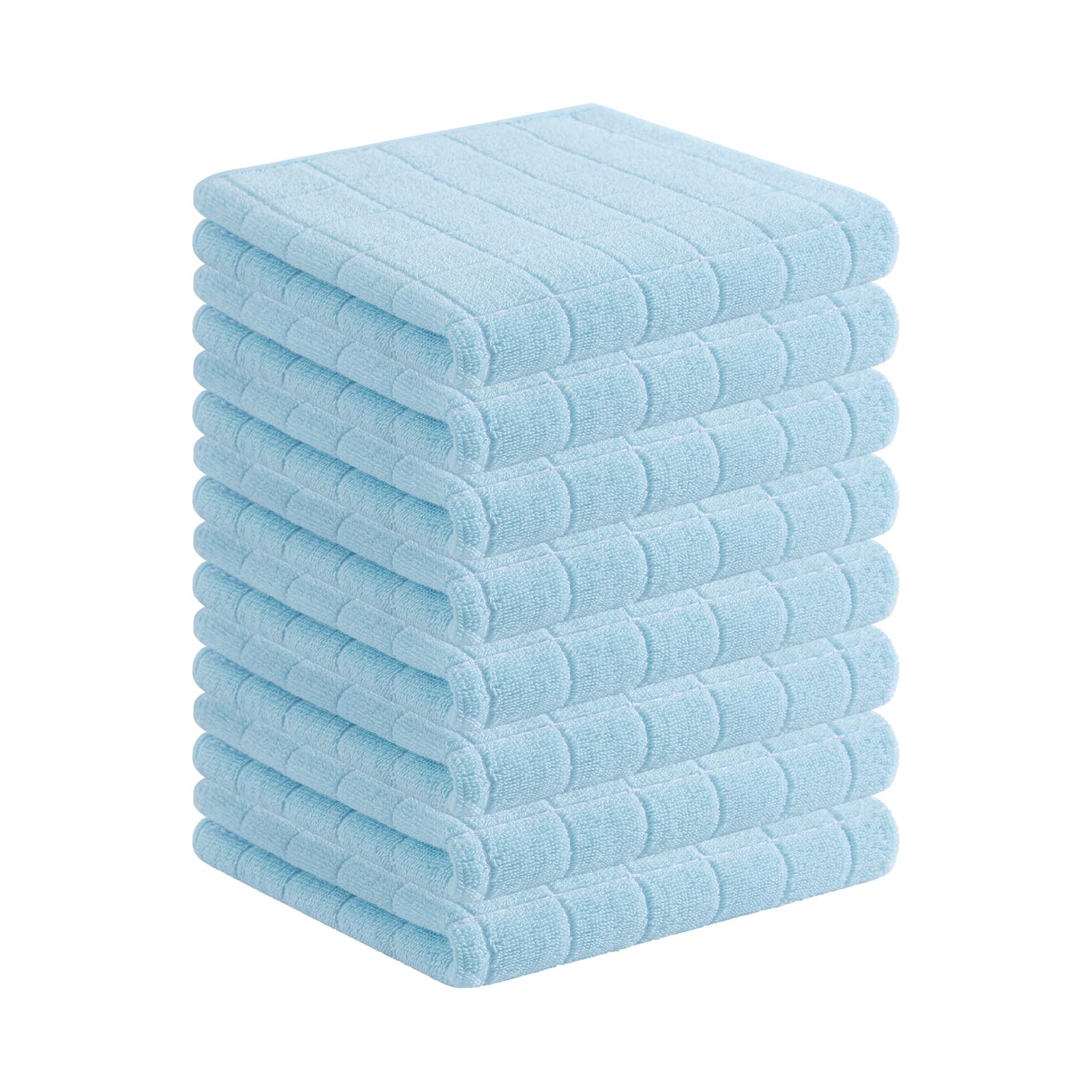 Homaxy 100% Cotton Terry Kitchen Towels, 8 Pack, Sky Blue | Ultra Soft and Absorbent Dish Towels for Kitchen, Suitable for Drying and Washing Dishes