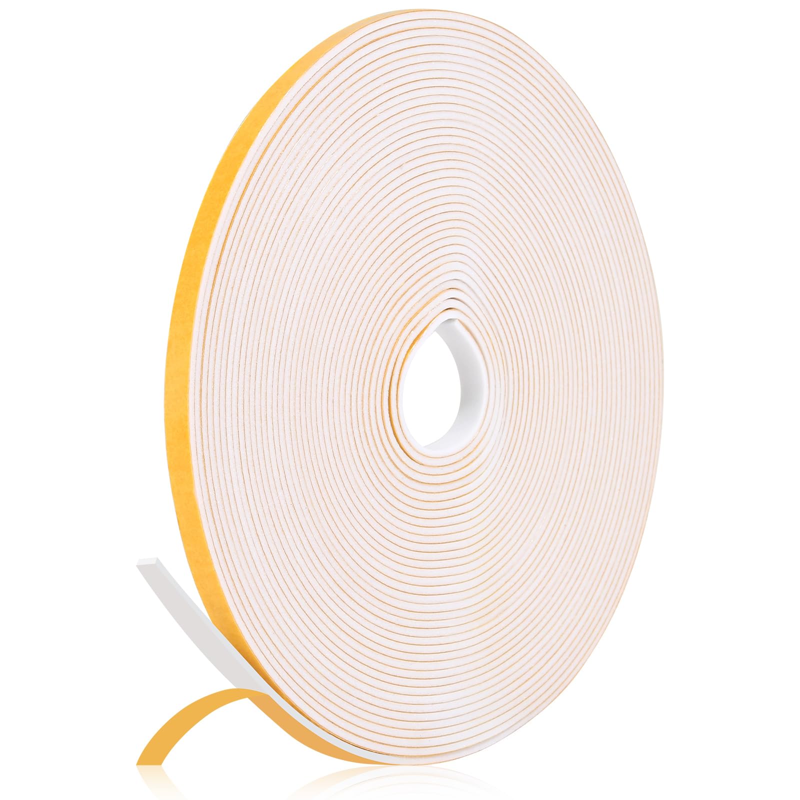 32Feet Weather Stripping Seal 1/4 Inch X 1/16 Inch for Door Window, High Density Foam Tape, Soundproofing, Insulation Strip, Door Sealers for Door Frame- White