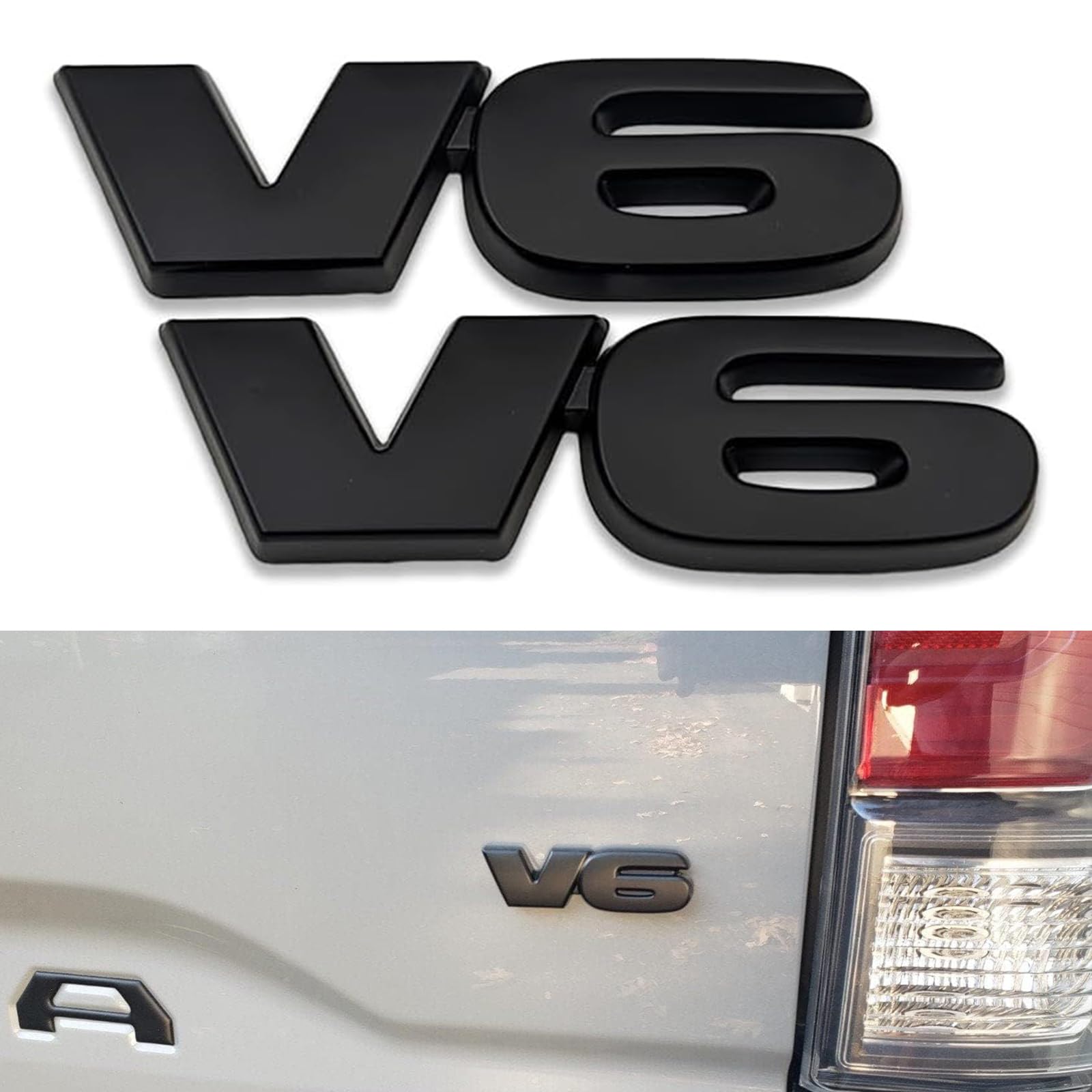 Kyayili 2PCS V6 Metal Emblem, Premium 3D Classic V6 Nameplate Logo Engine Badge Sticker, Universal V-6 Letters Metal Decal for Vehicle Side Fender Trunk Tailgate, Car Accessories (Black)