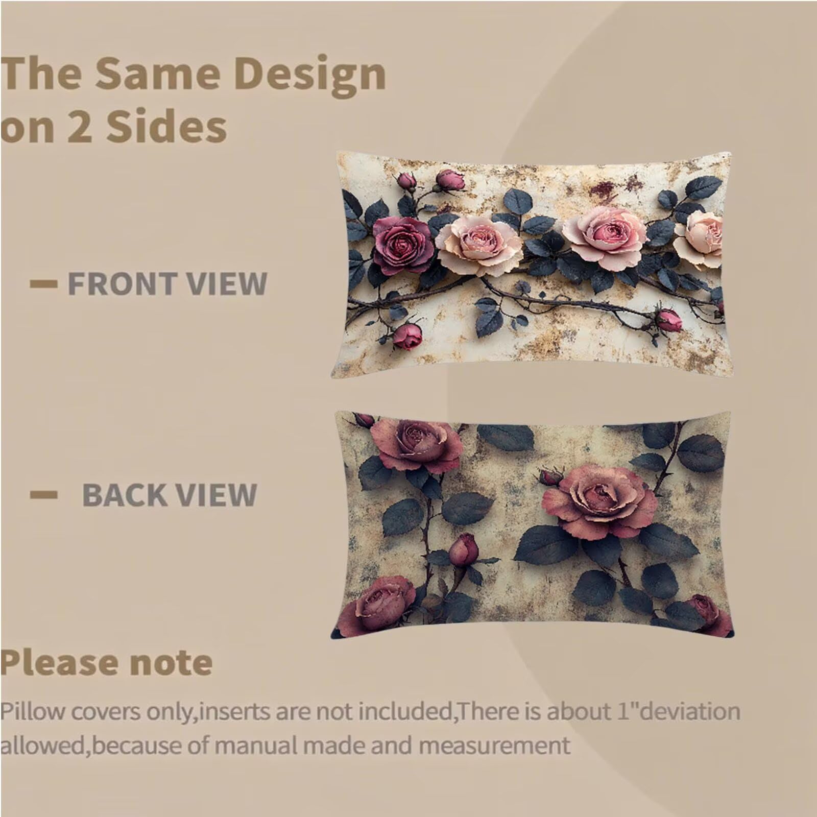 Federe Cuscino 60x80 Set di 2, Fiore Federe Cuscini Divano Velluto Morbido, Rettangolari Copricuscini 60x80cm Con Cerniera Invisibile, Copricuscino per Camera Casa Decorazioni, Nordico K-4342