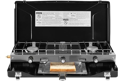 FineFlame Estufa de propano para camping, 3 quemadores, 20400 BTU, estufa de campamento portátil, parrilla de propano AGA CSA, estufa de gas