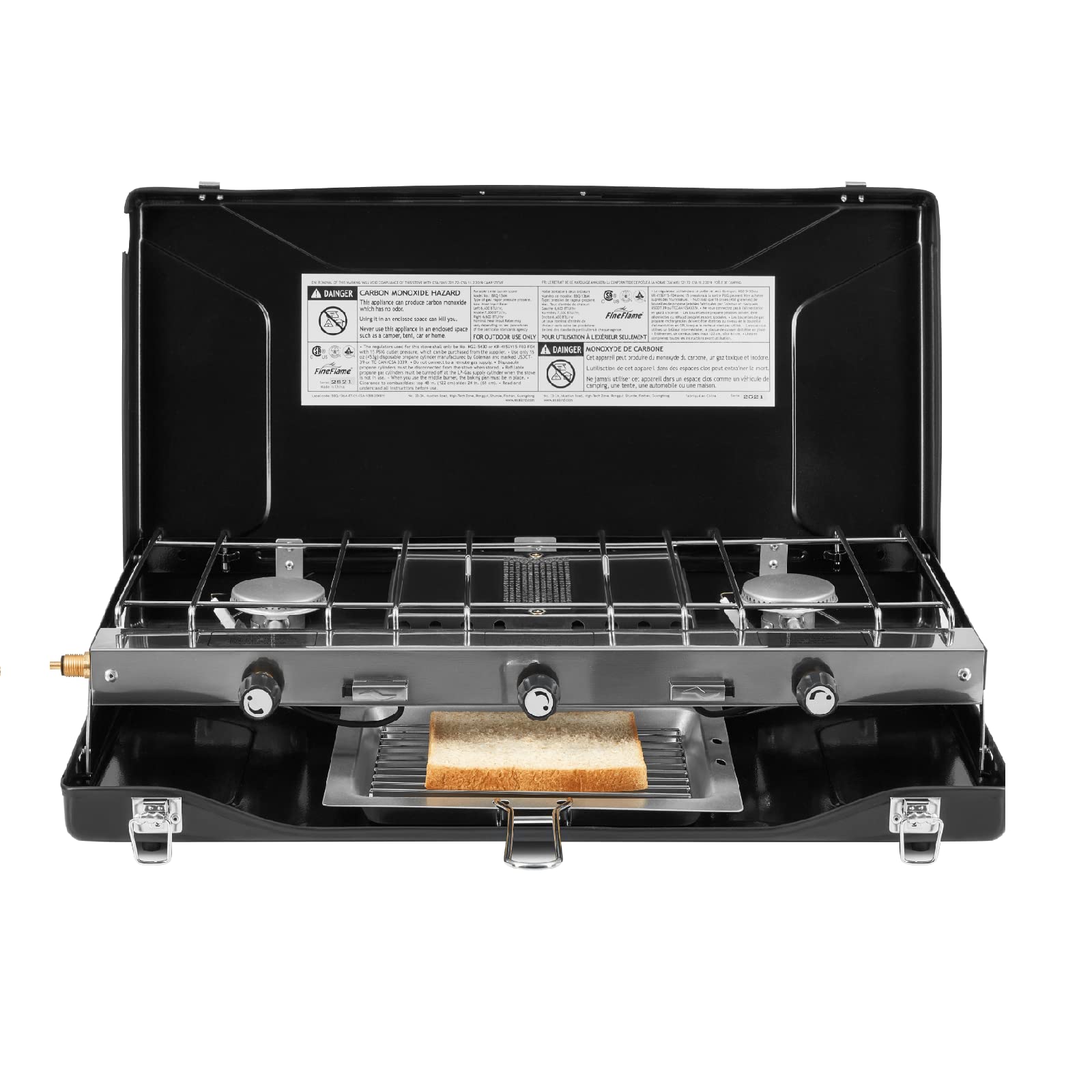 FineFlameCamping Propane Stove 3 Burners 20400 BTU Portable Camp Stove Propane Grill AGA CSA Certified Gas Stove for Family Camping BBQ Outdoors