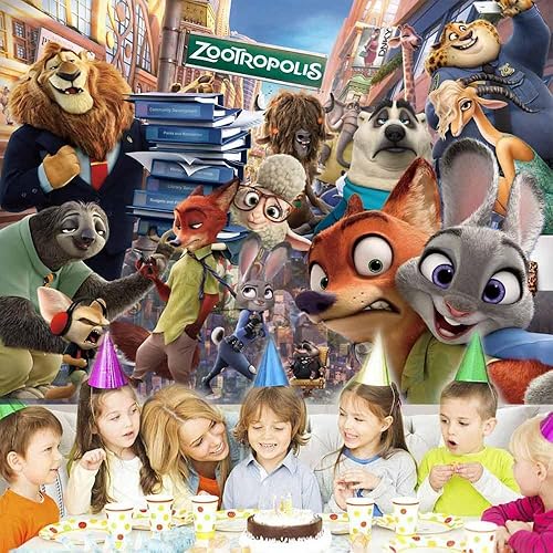 Miniatura 3 de Zootopia - Telón de fondo de princesa para cumpleaños, baby shower, suministros de fiesta, pancarta, fondo de fotografía, decoración de fondo, 7 x 5