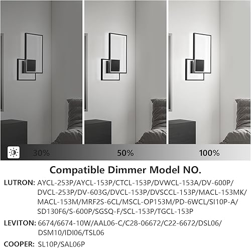 Miniatura 7 de FDPBY Moderno aplique de pared LED negro de dos 6000 K regulable lámpara de pared 36 W simple aluminio accesorio de pared para sala de estar,