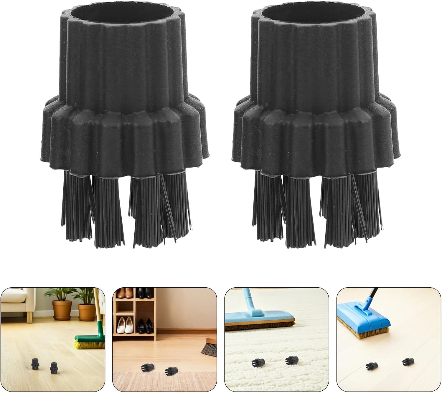 jojofuny 12pcs Nylon Brush Heads Steam Cleaner Replacement Attachments for Home Steam Mop Floor Nozzle Accessories Multi-Surface Cleaning Tool