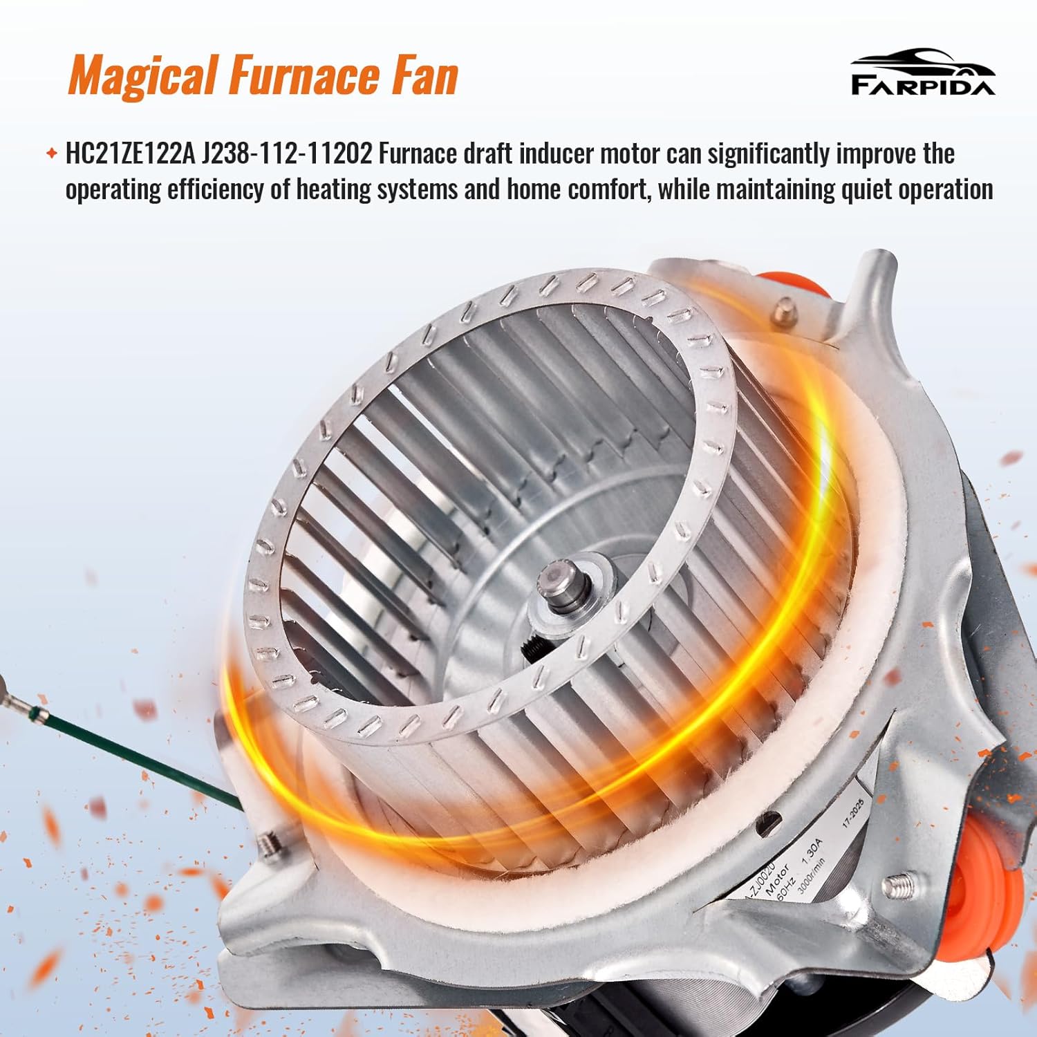 HC21ZE122A Draft Inducer Motor Kit Compatible with Carrier Jakel Bryant Payne Models 326628-763, HC21ZE127A, J238-112-11202, 326634-401, J238-150-15217, 326628763, 347822-763, HC21ZE127