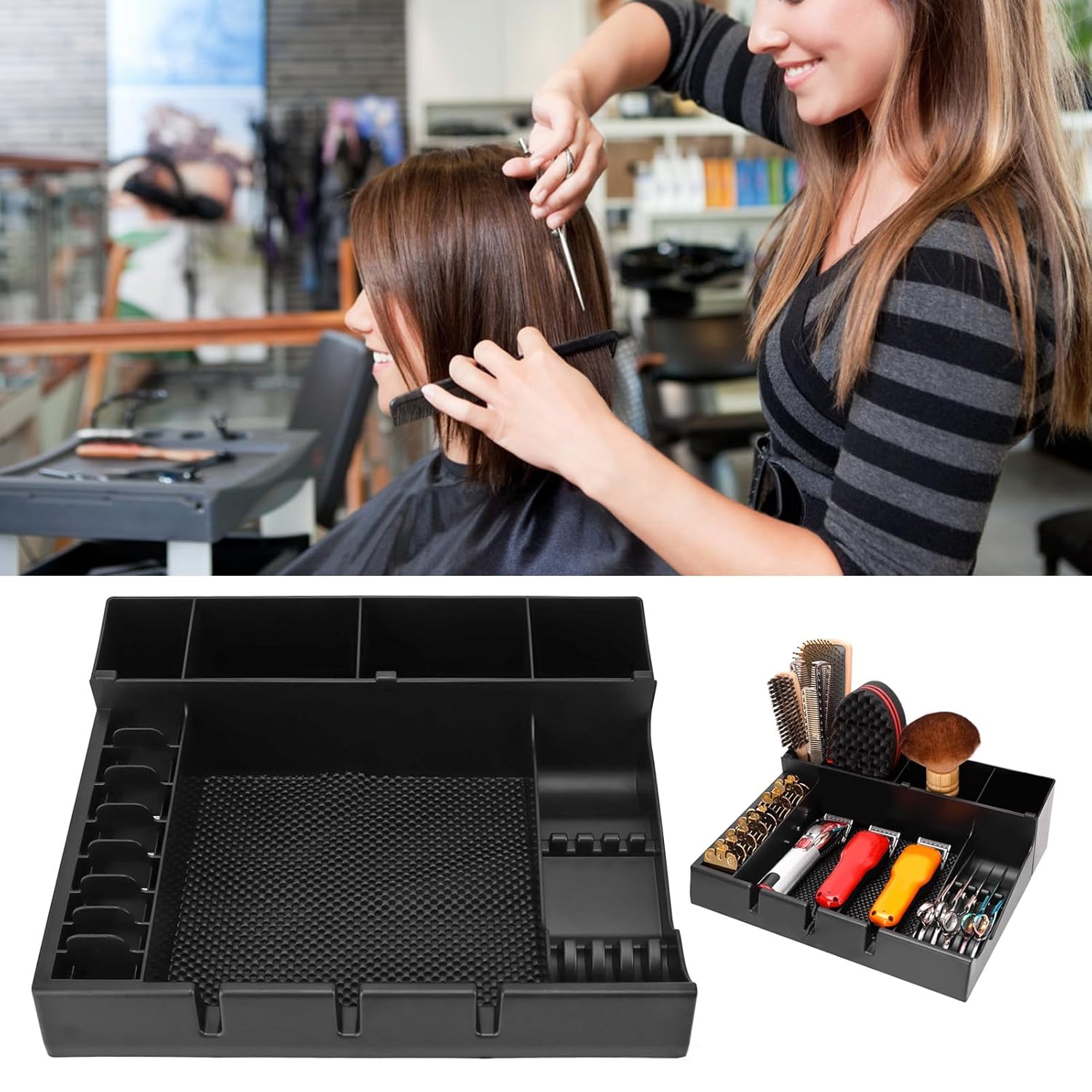 Barber Clipper Tray Detachable Anti Slip Hair Styling Tools Organizer for Salon Shop