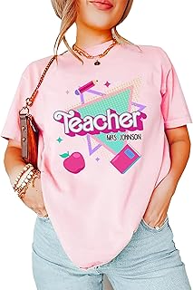 Personalized Teacher Shirt, Custom Name Pink Teacher Shirt, 90s Teacher Shirt, 90s Shirt, Back to School Shirt, Gift for Teacher, Colorful Teacher Shirt