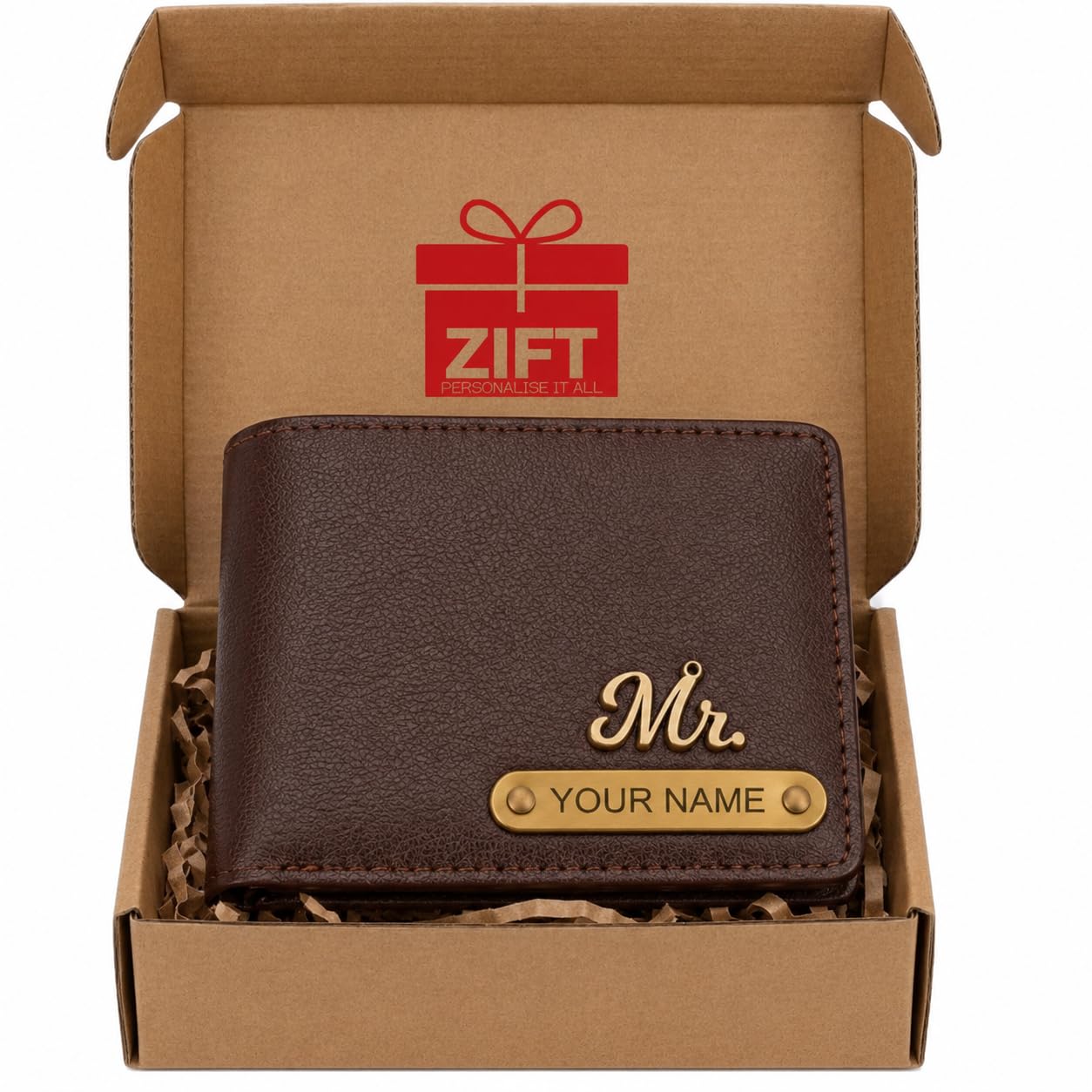 Zift Personalized Leather Wallet for Men with Name & Charm | Customized Vegan Leather Slim Wallet for Men Husband Boyfriend Staff Employees Clients Colleagues Friend (Chocolate Brown)-image-16