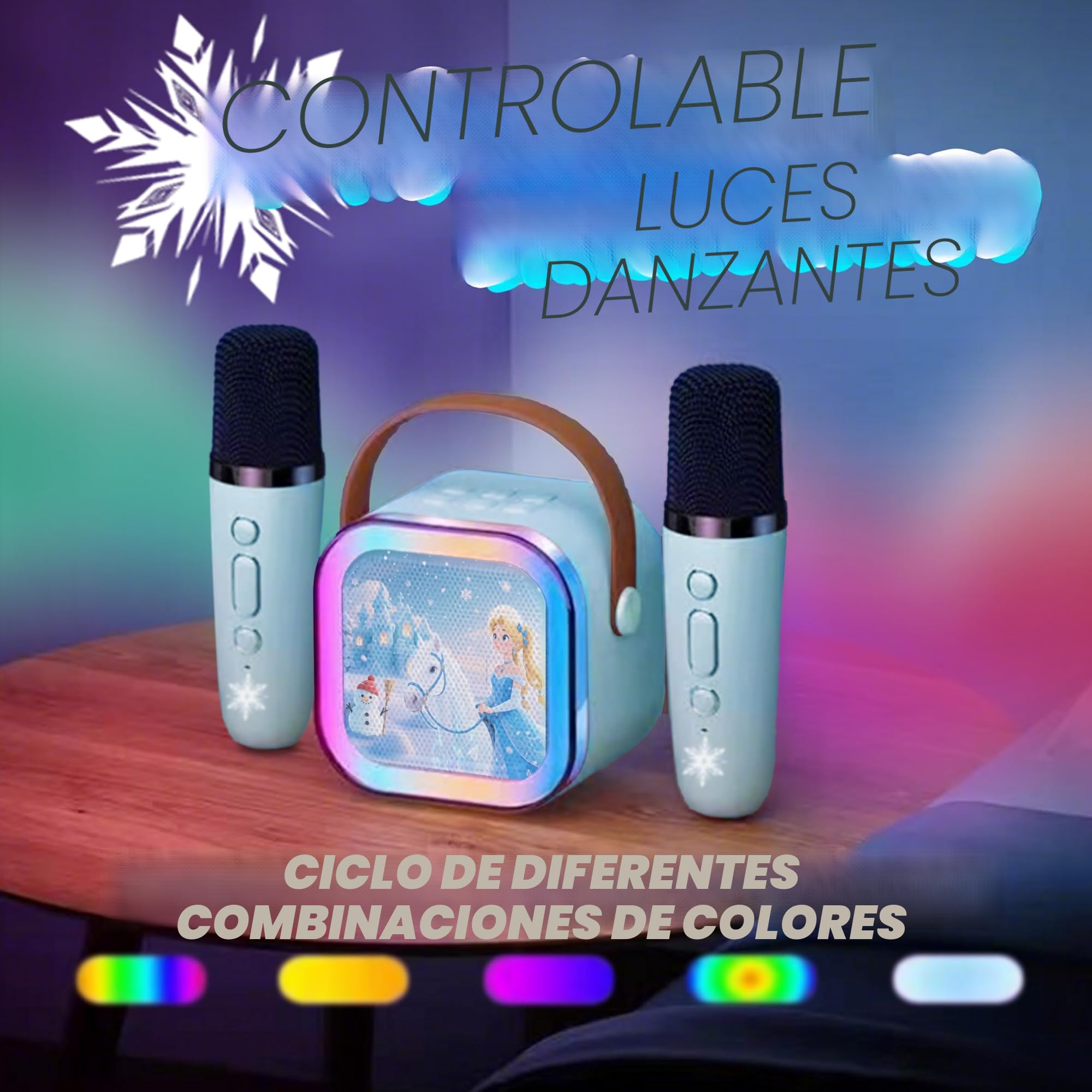 Karaoke Infantil,Frozen Juguete Microfono para Niñas,Karaoke 2 Microfonos Inalambricos,ldee Giochi Regalo para Niñas 3 4 5 6 7 8 9 Años