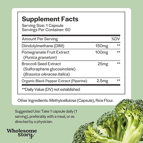 Miniatura 3 de DIM Supplement Women | DIM SGS | Mezcla de granada, brócoli y pimienta negra | Equilibrio de estrógenos y hormonas para mujeres | Salud celular y