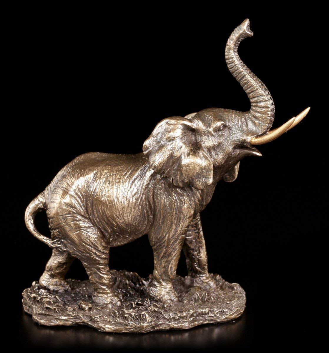 Veronese Studio Collection Kleine Elefantes Figura con Erhobenem Rüssel - de Pie Figura Decorativa, Bronceada